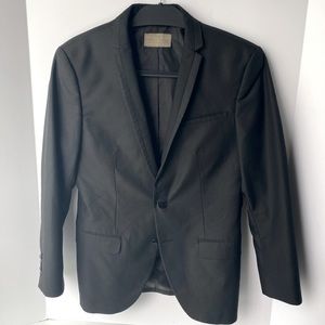 Zara Man Black 36S Thin Lapel Slim Fit Ventless 2 Button Suit Blazer Jacket